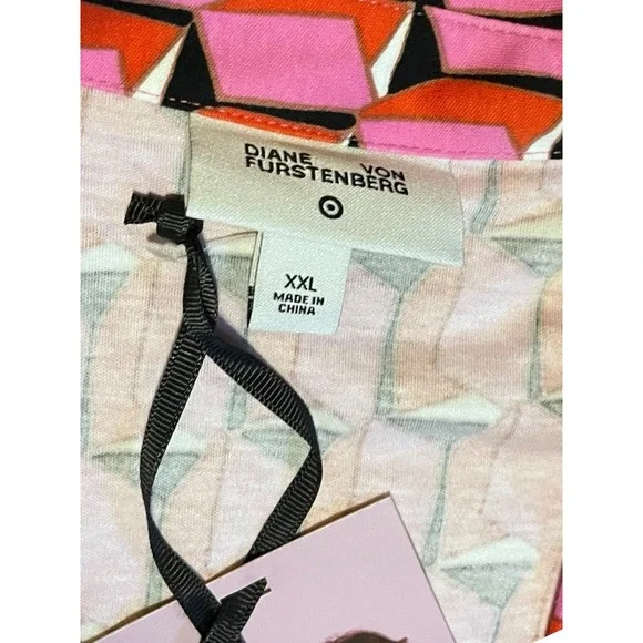 Diane von Furstenberg Target Pink Geometric Wide Leg Wrap Jumpsuit XXL NWT - Picture 8 of 8